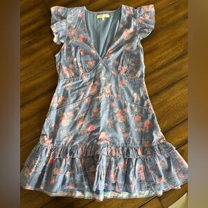 LoveShackFancy dress, light blue with flowers